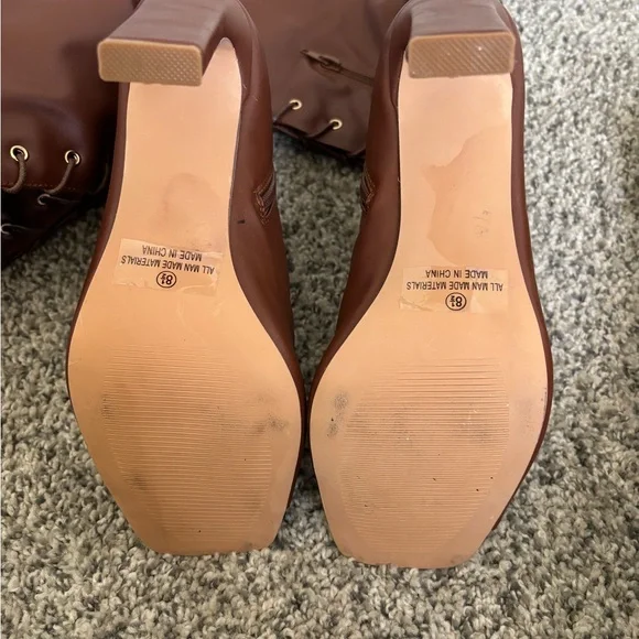 Fashion nova brown 8.5 Brown Over-the-Knee Lace-Up Boots. - Picture 7 of 9